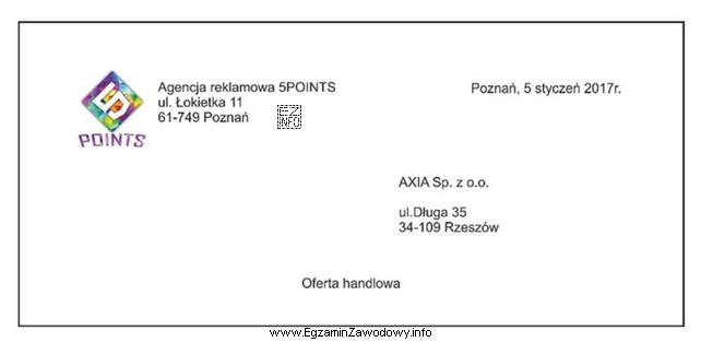 Który element w załączonym fragmencie oferty handlowej, przygotowanej 