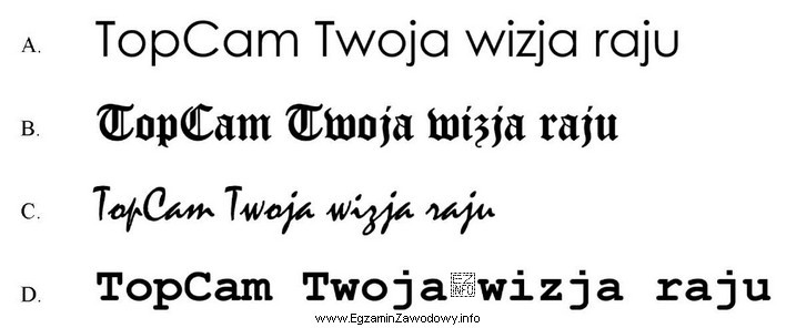 Który z napisów został wykonany przy użyciu 