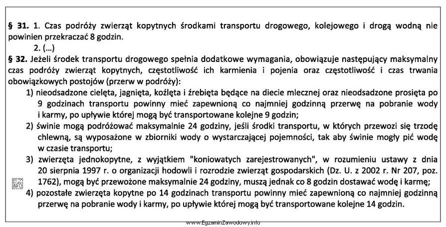 Zgodnie z Rozporządzeniem Ministra Infrastruktury z dnia 6 października 2003 r. 