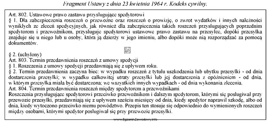 Ile wynosi termin przedawnienia roszczeń z tytułu umowy spedycji?