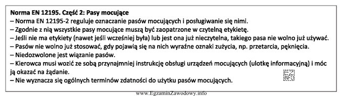 Jeżeli na pasie mocującym brak jest etykiety lub 