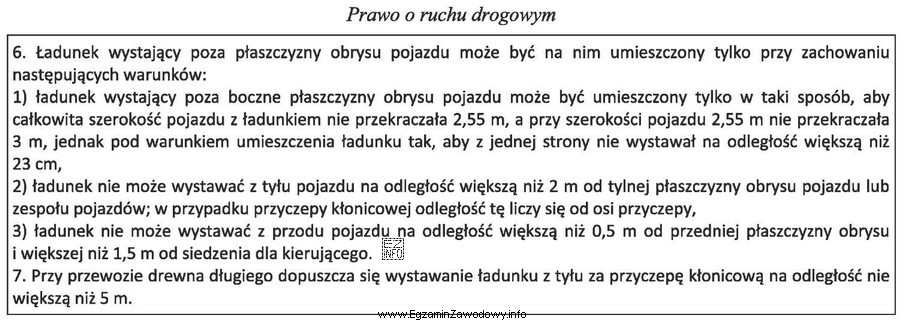 Zgodnie z prawem o ruchu drogowym, ładunek wystający 