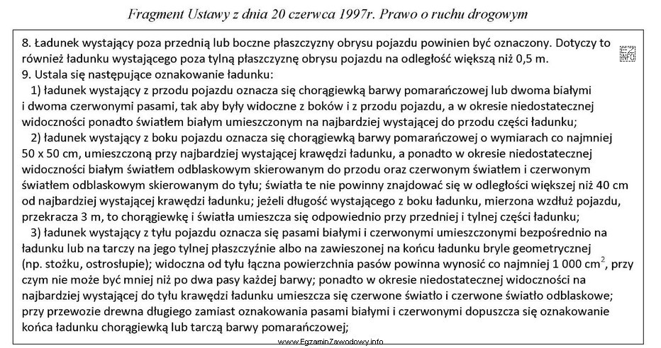 Korzystając z fragmentu ustawy Prawo o ruchu drogowym wskaż 