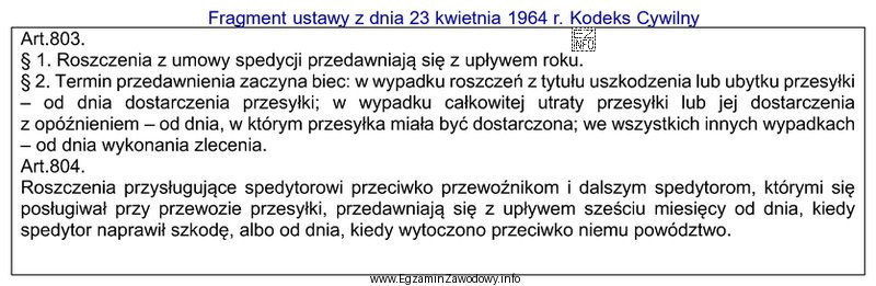 Na podstawie zamieszczonego fragmentu kodeksu cywilnego, wskaż od kiedy rozpoczyna 