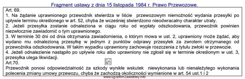 Na podstawie zamieszczonego fragmentu ustawy, określ w którym 