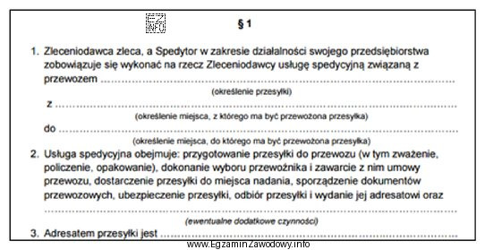 Na rysunku został przedstawiony fragment umowy