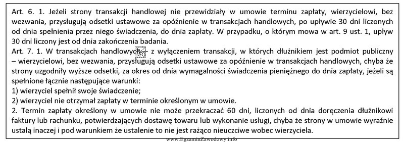 Zgodnie z Ustawą z dnia 8 marca 2013 r. o terminach zapł