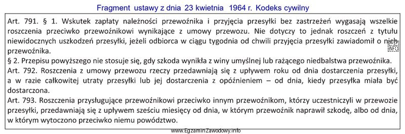 Kiedy przedawniają się roszczenia przysługujące przewoźnikowi przeciwko 