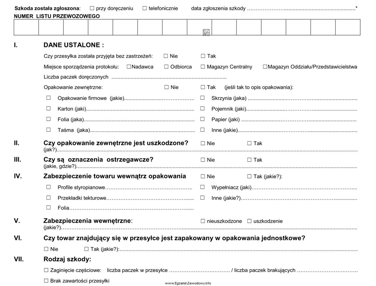 Zamieszczony fragment formularza to