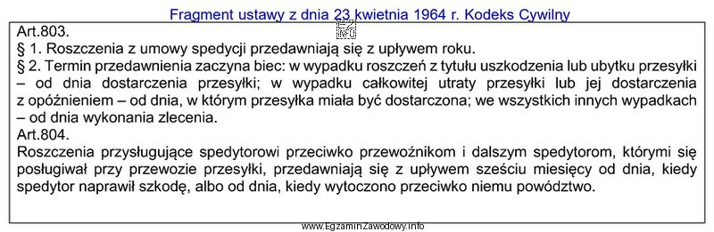Na podstawie zamieszczonego fragmentu kodeksu cywilnego, wskaż od kiedy rozpoczyna 