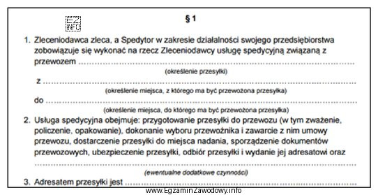 Na rysunku został przedstawiony fragment umowy