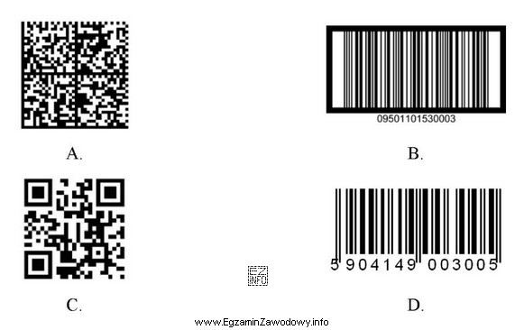 Na którym rysunku przedstawiono kod typu QR?