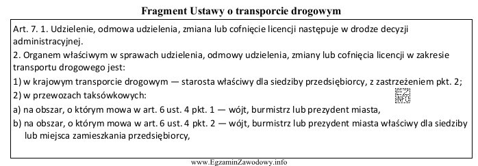 Zgodnie z Ustawą o transporcie drogowym licencję na wykonywanie transportu 