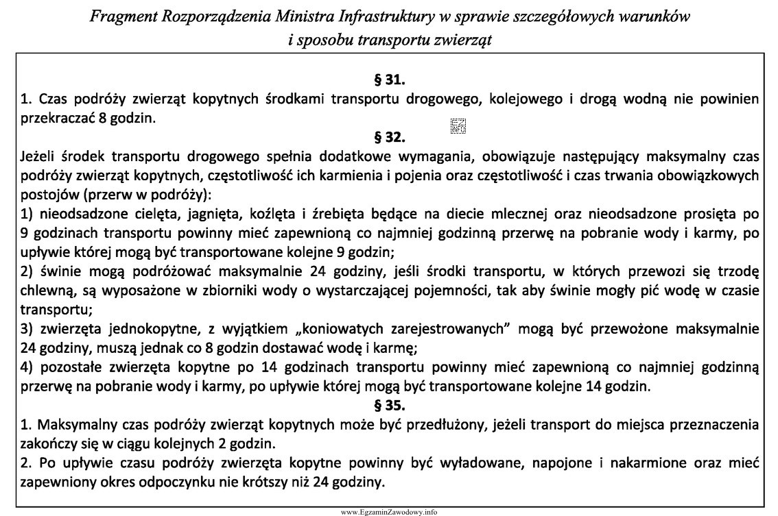 Jeżeli środek transportu samochodowego nie spełnia dodatkowych wymagań, 