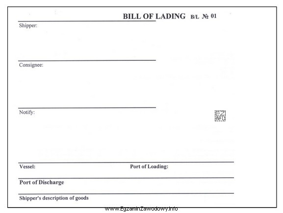 Fragment którego dokumentu stosowanego w transporcie morskim przedstawiono na 