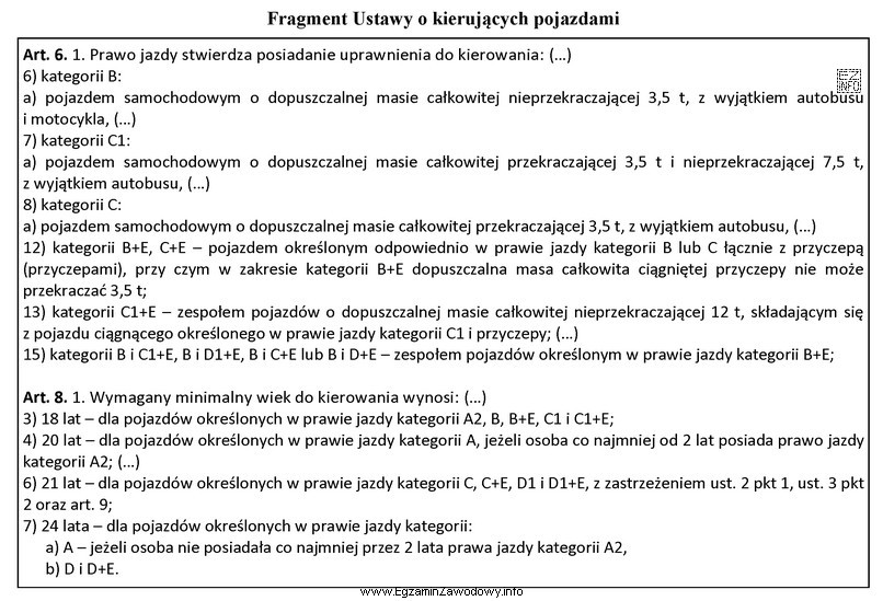 Na podstawie fragmentu ustawy określ wymagany minimalny wiek do 