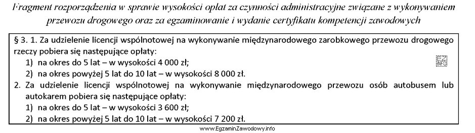 Ustal, na podstawie załączonego fragmentu rozporządzenia, wysokość opł