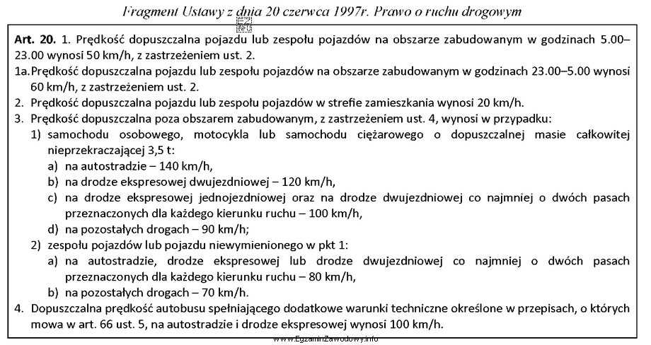 Zgodnie z fragmentem ustawy Prawo o ruchu drogowym maksymalna prę