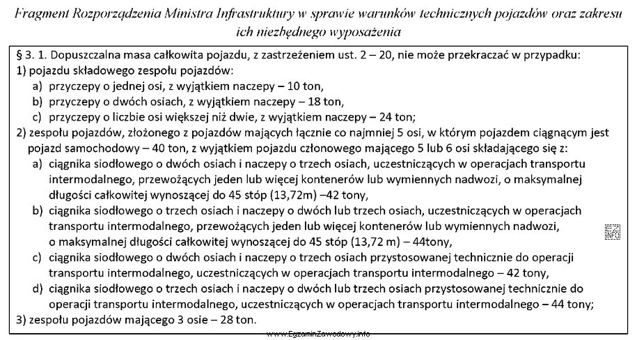 Korzystając z fragmentu rozporządzenia Ministra Infrastruktury, określ 