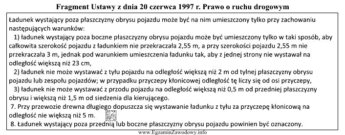 Maksymalna odległość, na jaką może wystawać ładunek za 