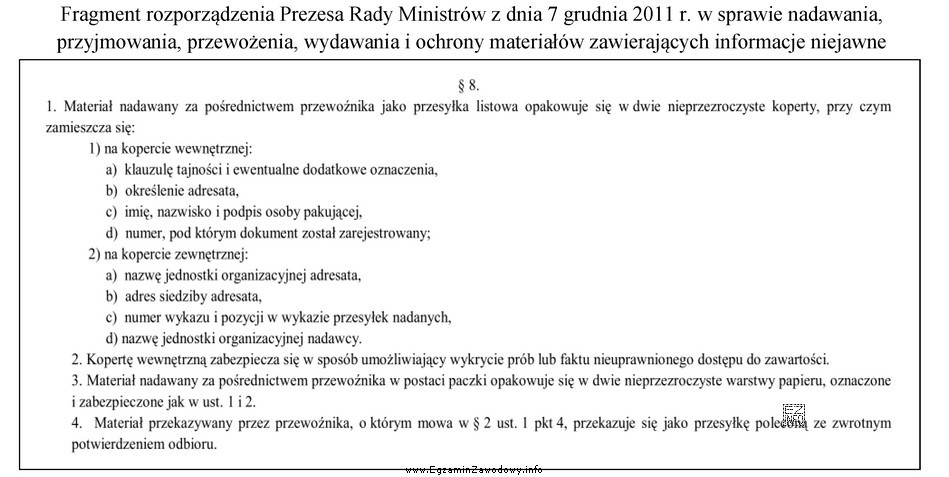 Który sposób przygotowania przesyłki listowej zawierającej 