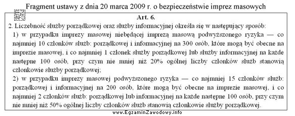 Ile, zgodnie z ustawą o bezpieczeństwie imprez masowych, powinna 