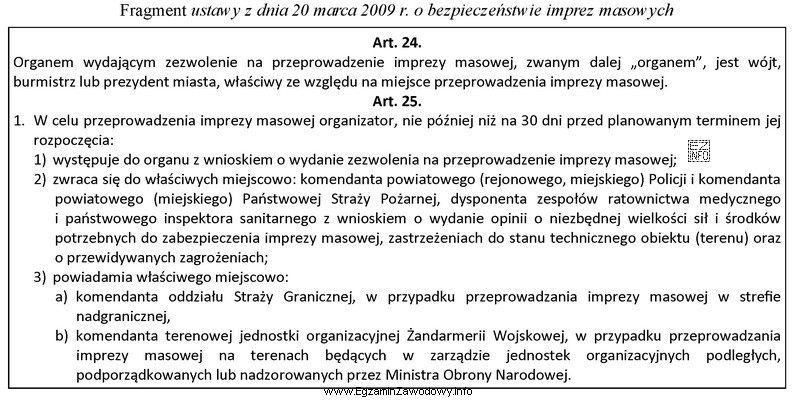 Zezwolenie na przeprowadzenie imprezy masowej, zgodnie z ustawą o bezpieczeń