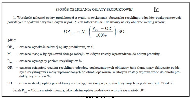 Aby obliczyć wysokość należnej opłaty produktowej z tytuł