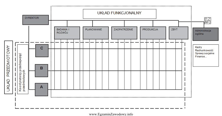 Jaką strukturę organizacyjną przedsiębiorstwa przedstawiono na schemacie?