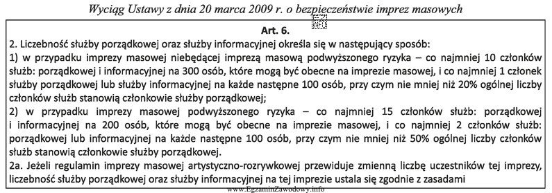 Na podstawie fragmentu Ustawy o bezpieczeństwie imprez masowych ustal 