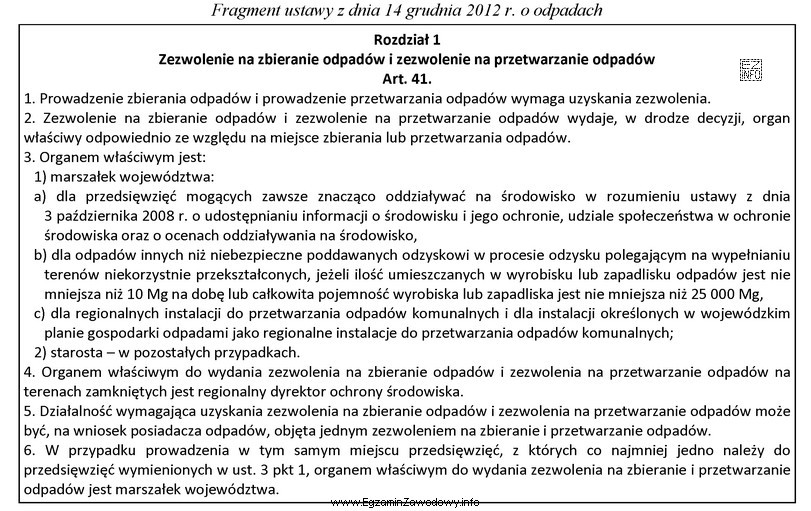 Na podstawie fragmentu ustawy ustal, który organ jest uprawniony 