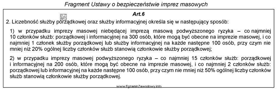 Na podstawie fragmentu ustawy określ minimalną liczebność służ