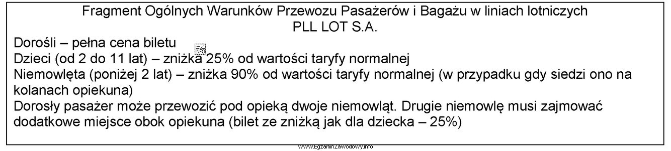 Na podstawie fragmentu Ogólnych Warunków Przewozu Pasażeró