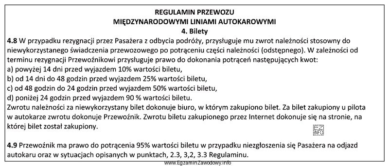 W dniu 25 kwietnia za kwotę 75,00 zł pasażer zakupił bilet 