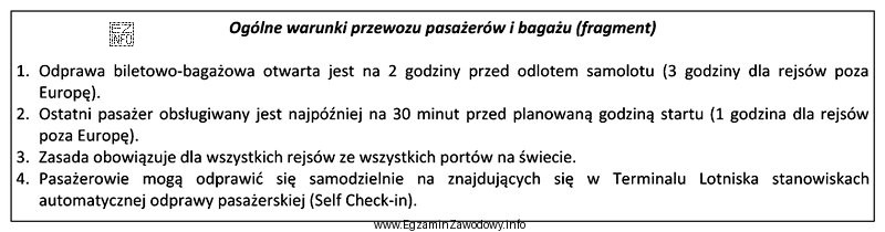Zgodnie z informacją przewoźnika, pasażer odlatujący z 