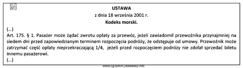 10 czerwca do przewoźnika morskiego zgłosił się pasażer, 