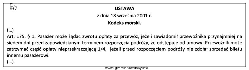 10 czerwca do przewoźnika morskiego zgłosił się pasażer, któ