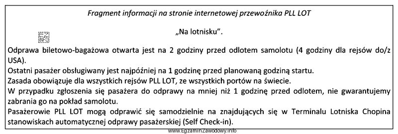 Zgodnie z informacją przewoźnika pasażer odlatujący z Warszawy 