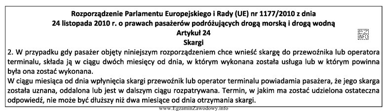 12 czerwca pasażer złożył skargę do przewoźnika dotyczą