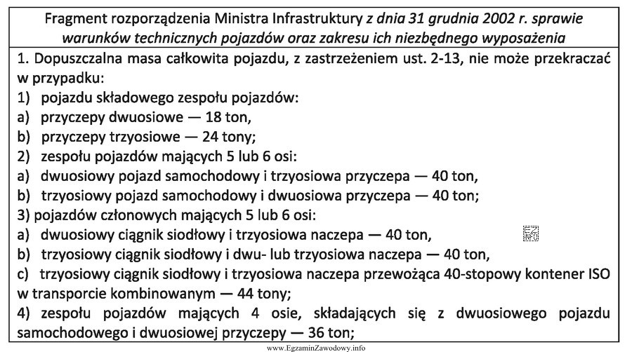 Jeżeli masa trzyosiowego ciągnika siodłowego wynosi 8 ton, 