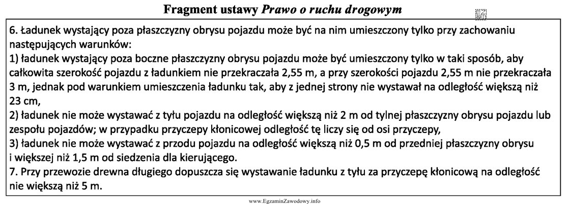 Aby ładunek został załadowany zgodnie z prawem o ruchu 