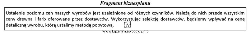 Który element biznesplanu producenta drewnianych zabawek dla dzieci został 