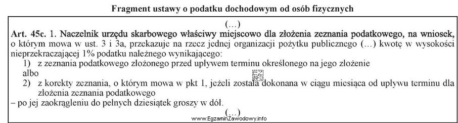 Korzystając z zamieszczonego fragmentu przepisów ustawy o podatku 