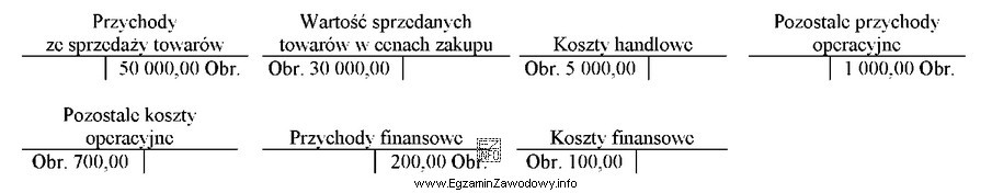 Na podstawie obrotów kont wynikowych przedsiębiorstwa handlowego oblicz 