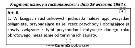 Którą zasadę rachunkowości opisuje zacytowany fragment ustawy o 