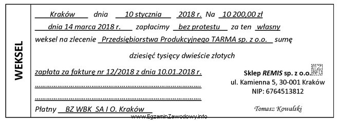 W księgach handlowych Przedsiębiorstwa Produkcyjnego TARMA sp. z 