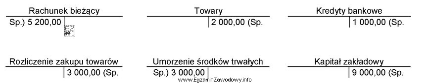 Wskaż konta, na których błędnie wpisano salda począ