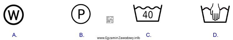 Który symbol informuje o sposobie profesjonalnego wodnego czyszczenia wyrobó