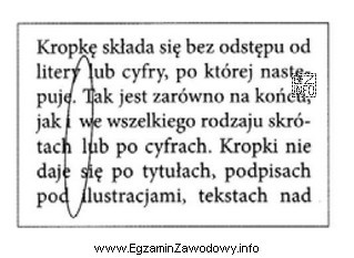 Rysunek przedstawia błąd w składzie tekstu nazywany