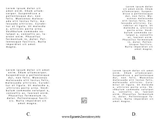 Osiowy układ typograficzny pokazano na rysunku